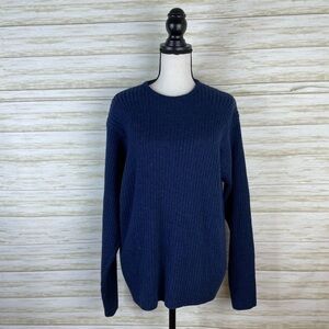 Vintage Brandini Navy Italian Merino Wool Ribbed Sweater